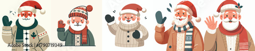 vector grandfather say hello christmas happily
