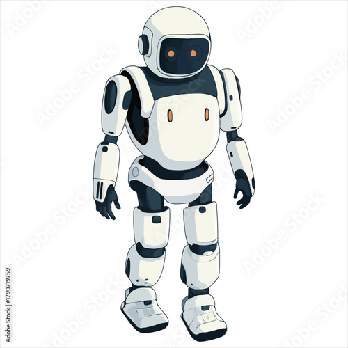 Humanoid Robot Illustration – Futuristic AI Design with Orange Accents and Articulated Limbs