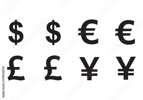 Set of Flat Business Icons, money signs - stock vector Sharp and minimal vector design