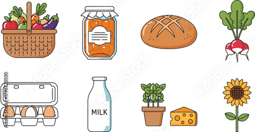 A delightful collection of fresh farm produce and artisanal goods, celebrating wholesome ingredients.