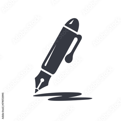 Fountain Pen Vector Icon Illustration Writing Tool Ink Pen Calligraphy Luxury Nib Classic Elegant Design Writing Concept Education School