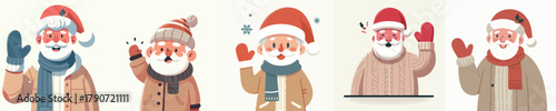 vector grandfather say hello christmas happily