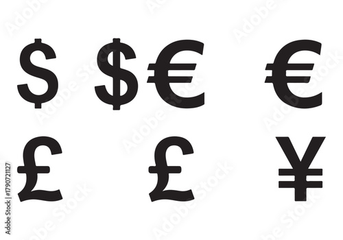 Set of Flat Business Icons, money signs - stock vector Sharp and minimal vector design