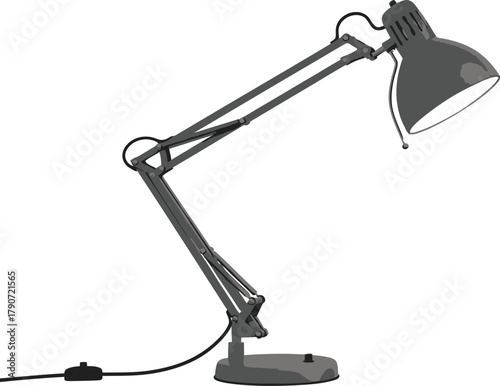 Adjustable desk lamp providing focused illumination for tasks in a clean, modern setting