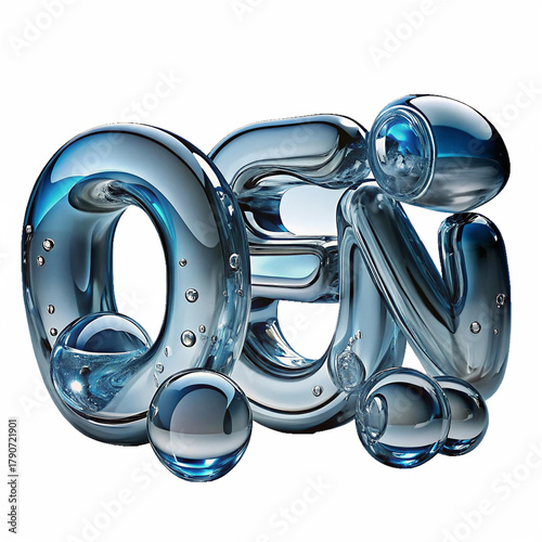 Glass Drop Typography Effect png