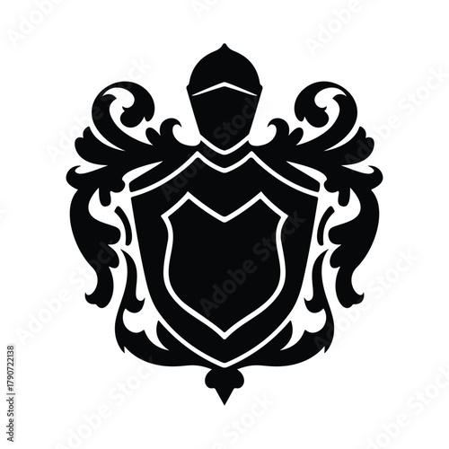 Heraldic Coat Arms Crest Shield Knight Armor Protection Symbol Vintage Vector Illustration