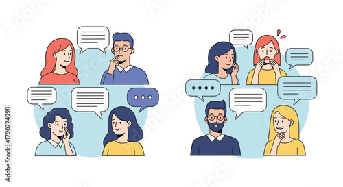 People communicating and discussing ideas in a group setting.