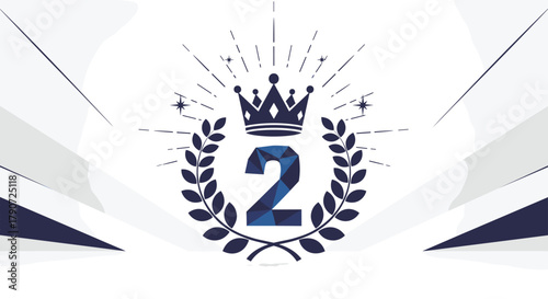 A striking graphic representing the second place in a competition or ranking system featuring a royal crown atop a laurel wreath.