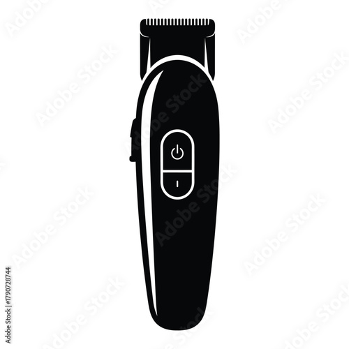 Black silhouette of a modern electric beard trimmer with power button electric shaver grooming tool