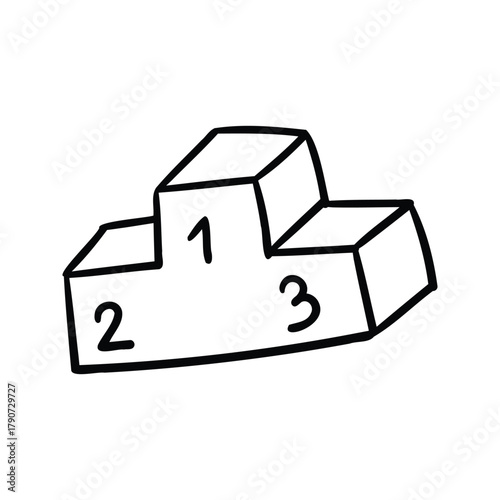 Hand drawn podium trophy outline element vector icon design.