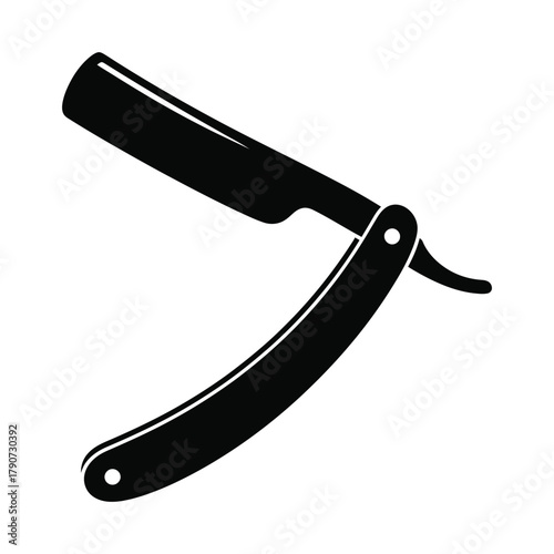 Black Silhouette of a Straight Razor with Folded Handle shaving barber
