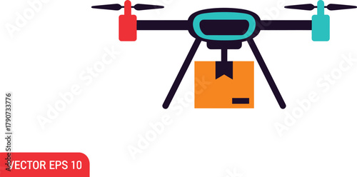 A drone delivers a package, representing modern delivery services.