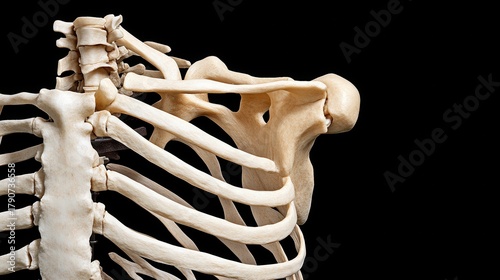 Detailed View of a Human Skeletal Torso and Rib Cage