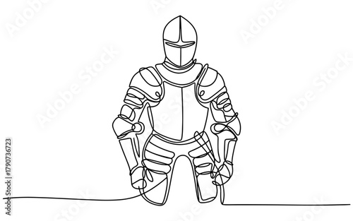 a medieval armored knight kneeling, symbolizing honor, strength, bravery, and warrior traditions.