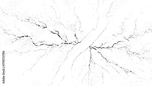 Black cracked texture on white background abstract pattern vector