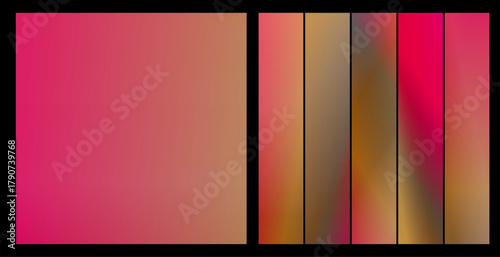 Abstract gradient background and palette, pink and gold tones, for beauty or fashion branding