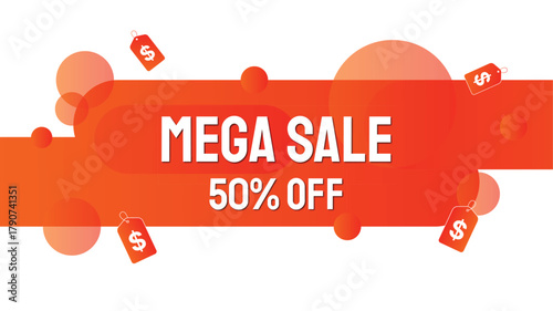 Abstract Orange Fluid Shapes Mega Sale 50% Banner