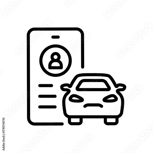 Sharing app outline icon. Car share service line symbol. Isolated symbol vector illustration.