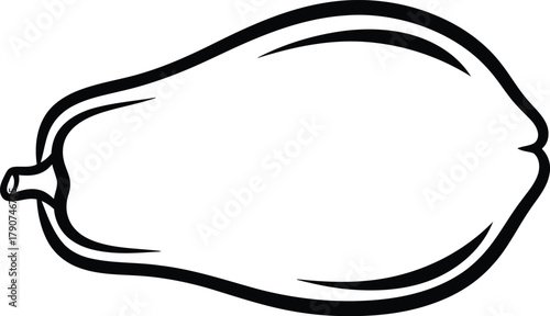 Illustration of a papaya fruit, featuring its elongated shape and small stem for simple coloring book