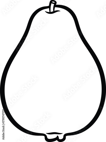 Simple illustration of a pear with a classic shape, , suitable for various design purposes for simple coloring book