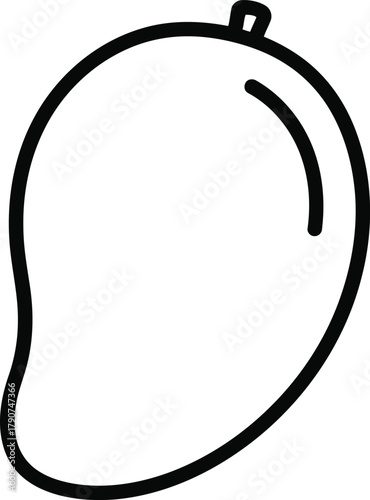 A single mango, showcasing its smooth shape and tropical essence in a minimalist style for simple coloring book