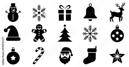 christmas icons collection vector set