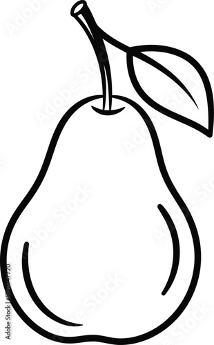 Illustration of a pear, a sweet and juicy fruit with a unique shape for simple coloring book