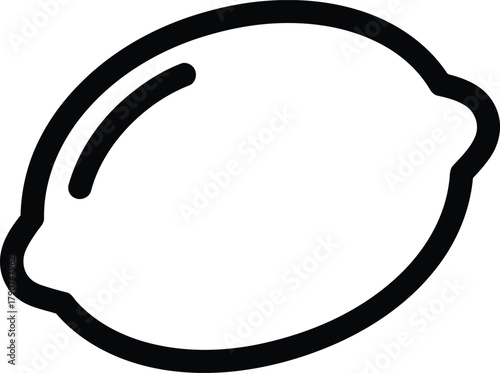 Illustration of a lemon, showcasing its oval shape and smooth, textured surface for simple coloring book