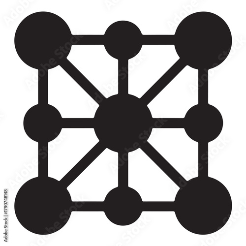 Illustration of a crystal structure, representing the arrangement of atoms or molecules in a crystalline solid isolated on white background