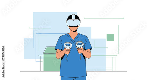 Innovative healthcare professional using virtual reality for medical simulation training