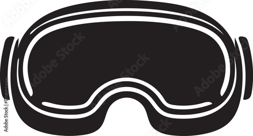 Black Silhouette of Ski Goggles on White Background snow goggles winter sports