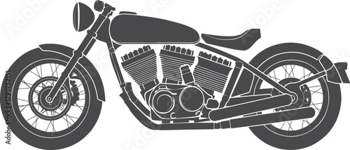 Classic Motorcycle Silhouette: The timeless design of a classic motorcycle, captured in a monochromatic silhouette, hints at power and freedom on the open road. 