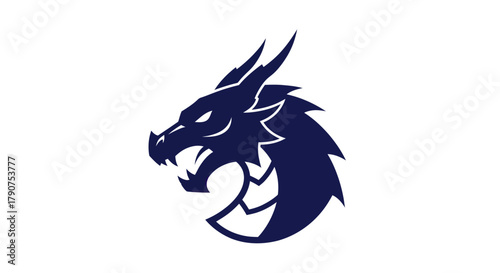 Stylized dark blue dragon head icon against white background vector