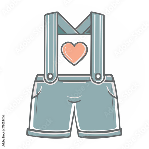 Cute Cartoon Overalls with Heart Detail Adorable Childrens Clothing