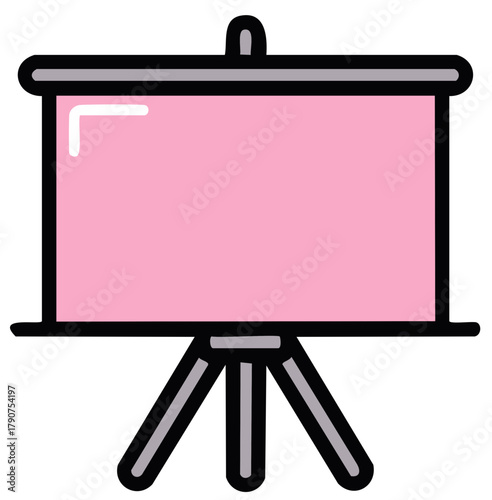 Pink Presentation Screen with Tripod Stand Icon, Blank Display