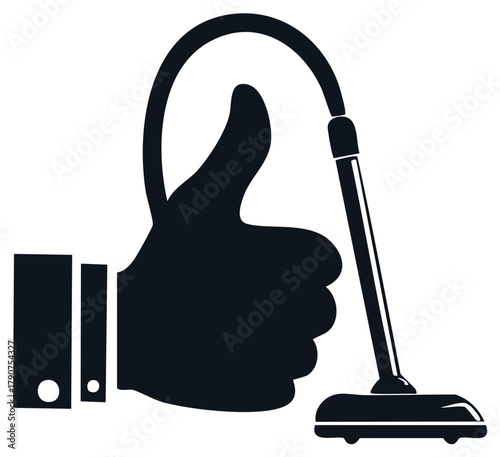 Thumbs Up Gesture with Vacuum Cleaner Symbolizing Excellent Home Cleaning Service