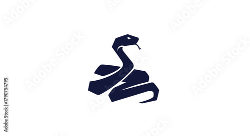 Stylized dark snake silhouette against white background graphic