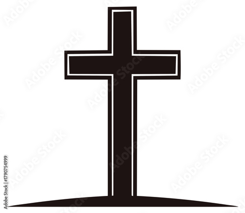 Isolated Christian Cross Silhouette Symbolizing Belief and Faith in Religion with Minimalist Style
