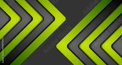 Green and black smooth stripes corporate geometric abstract background. Vector graphic design