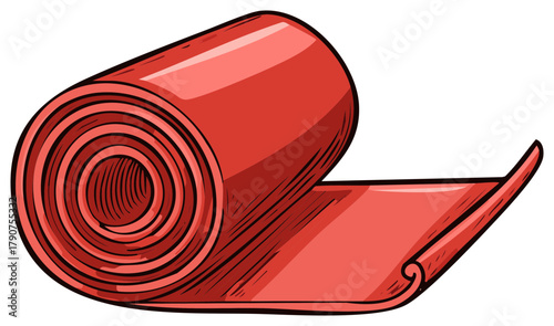 Illustration of a Rolled Exercise Mat for Fitness and Health Activities
