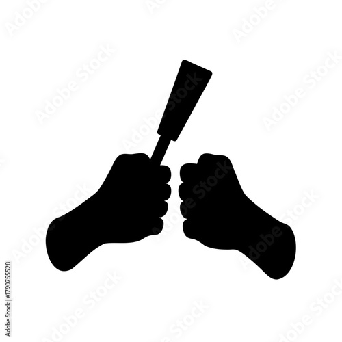 Hands silhouette playing a percussion instrument music icon. Vector, illustration
