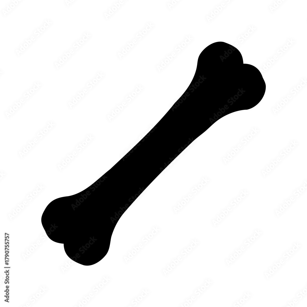 Fototapeta premium Black bone silhouette isolated on white for design element Vector, illustration