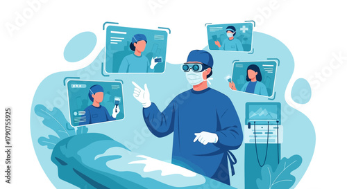 Remote surgery and telemedicine concept demonstrating the future of medical practices