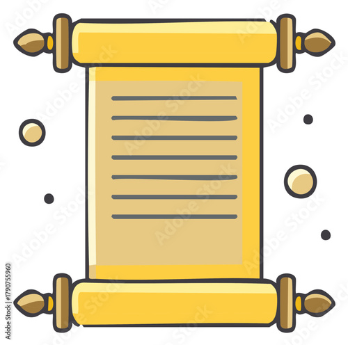 Ancient Scroll with Golden Rods and Text