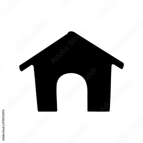 Black silhouette of a simple dog house or home icon vector Vector, illustration