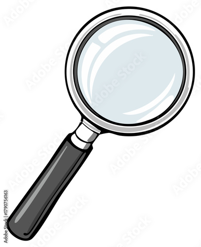 Simple cartoon magnifying glass illustration for search and investigation