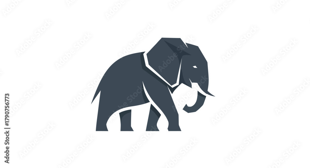 Fototapeta premium Stylized elephant illustration on white background for commercial use