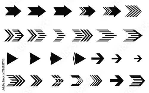 Arrow Icon Collection – Direction, Navigation, and Movement Symbols Vector Set