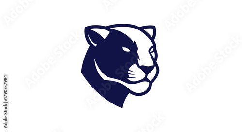 Stylized head of a panther in dark blue on white background