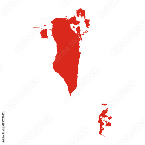 Bahrain red map. Bahrain map vector. Bahrain map on white background